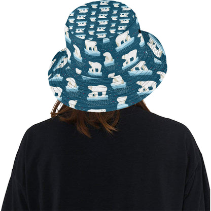 Polar Bear Pattern Print Design PB02 Unisex Bucket Hat
