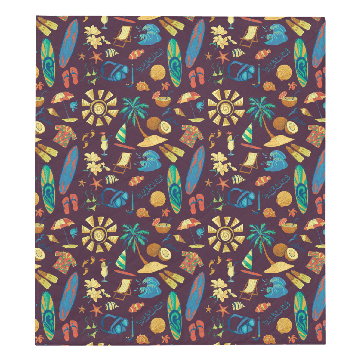 Aloha Hawaii Pattern Print Design 01 Premium Quilt