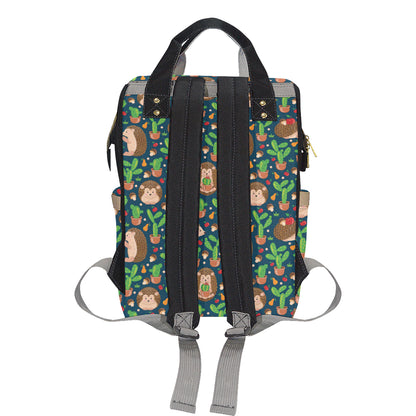 Hedgehog Cactus Pattern Print Design 04 Diaper Bag Backpack