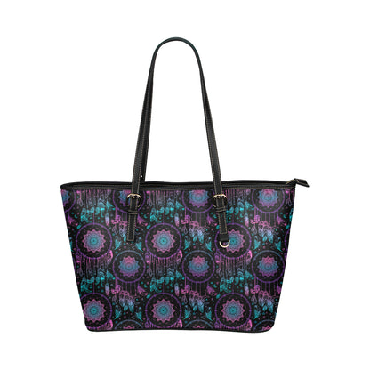 Dream catcher boho mandala Leather Tote Bag