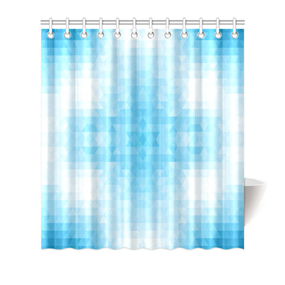 Geometric Blue Pattern Print Design 01 Shower Curtain