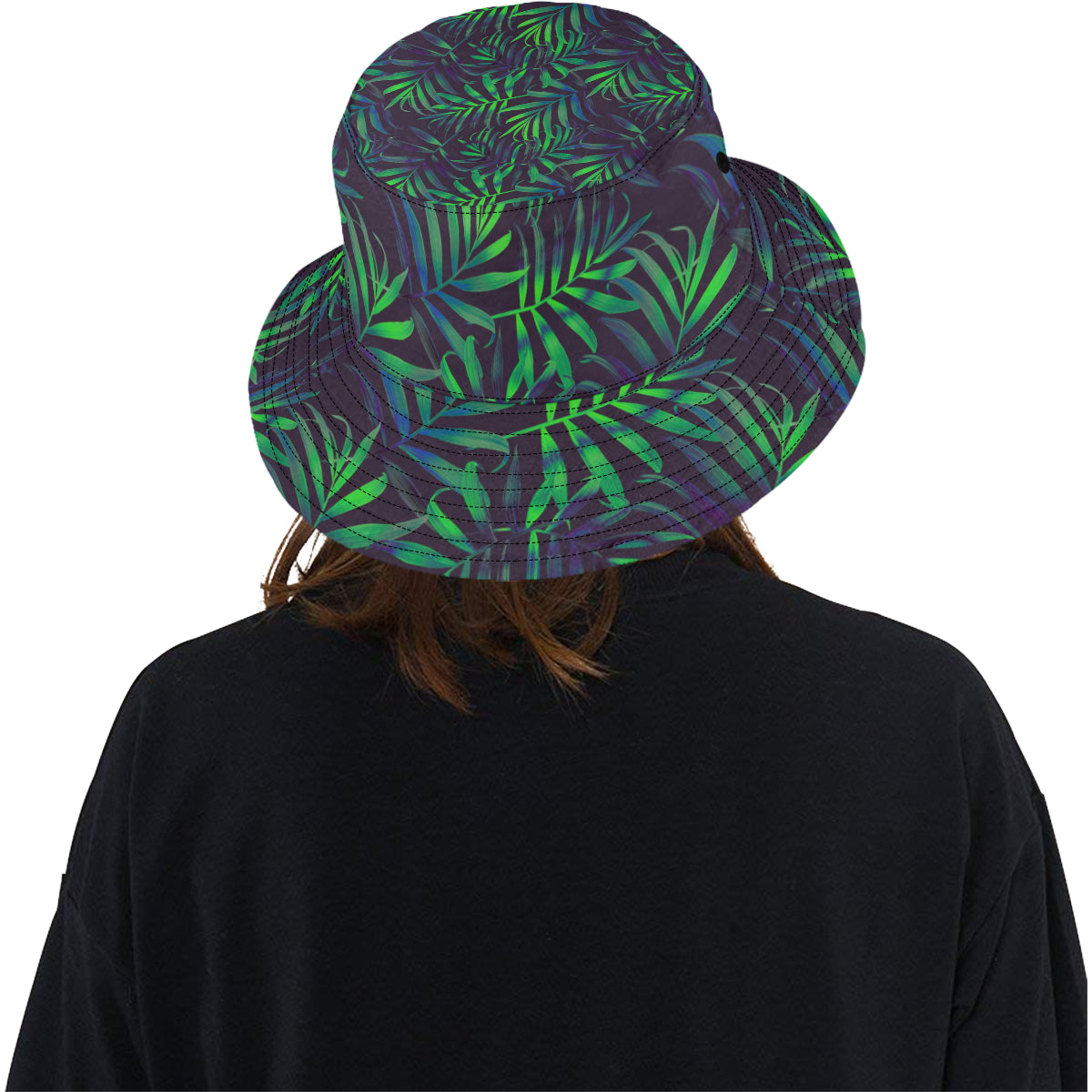 Palm Leaves Pattern Print Design PL01 Unisex Bucket Hat