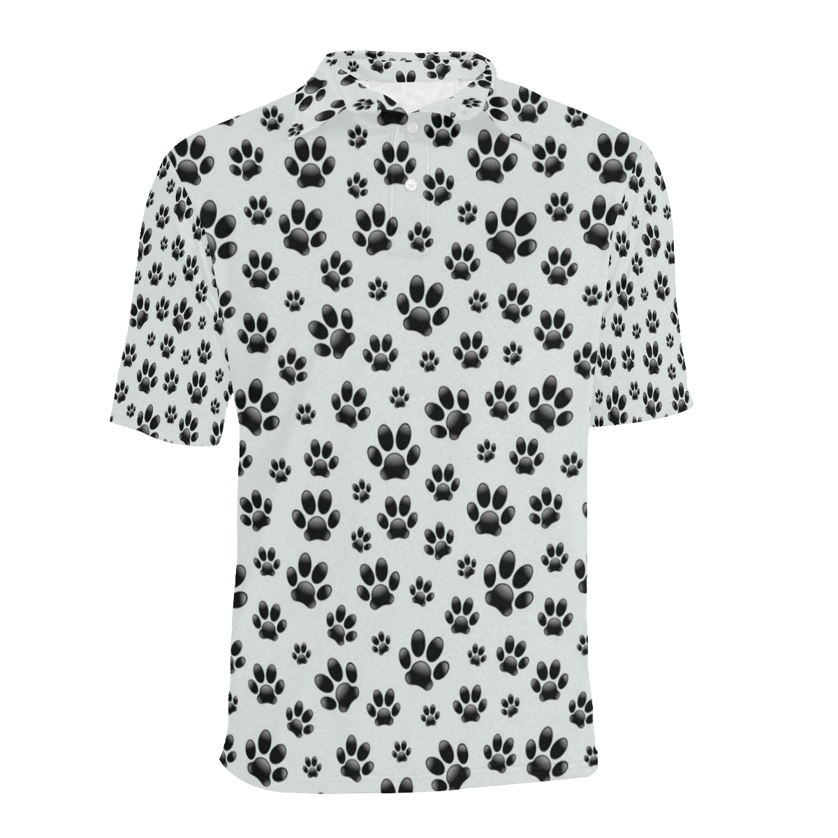 Paw Themed Print Men Polo Shirt