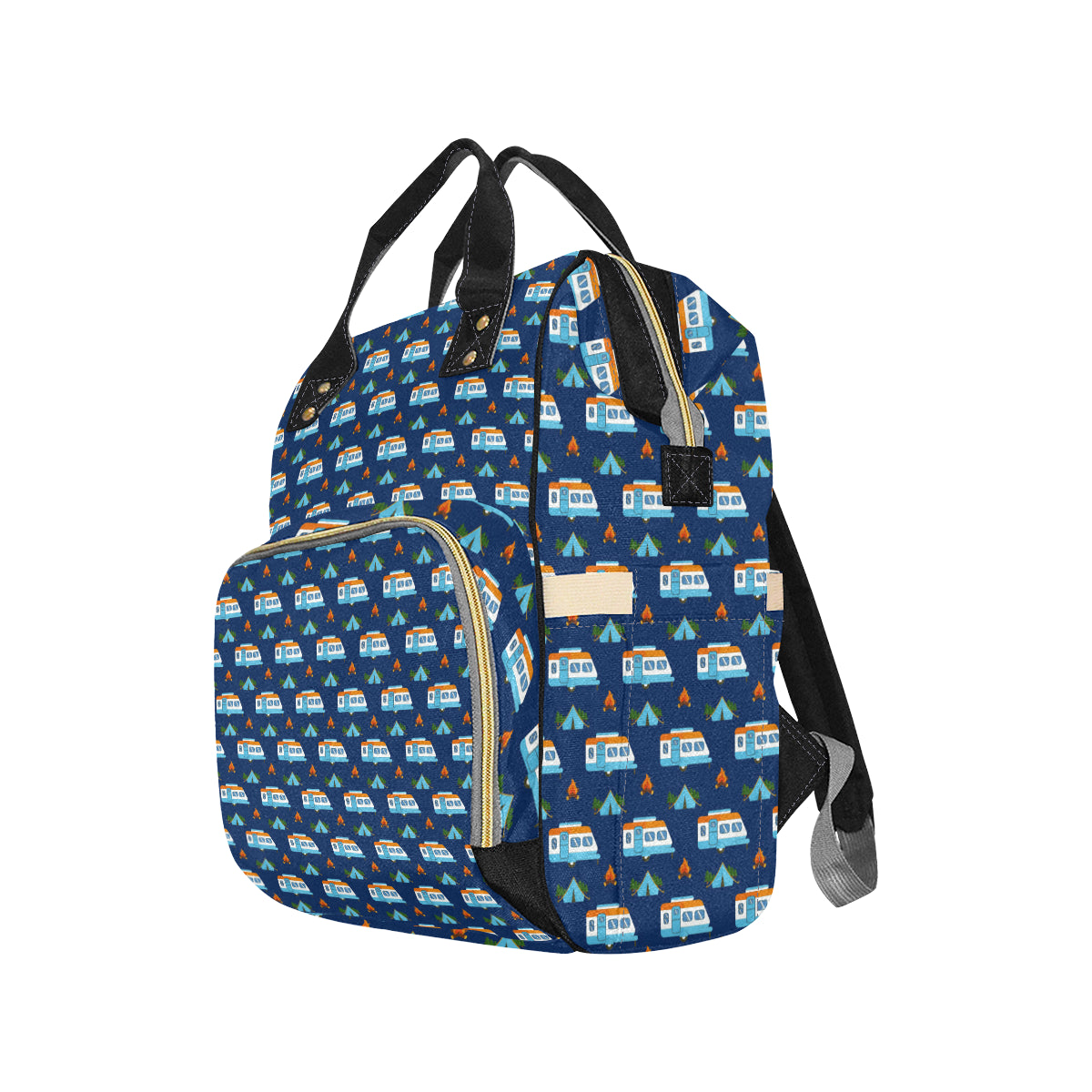 Camper Pattern Camping Themed No 3 Print Diaper Bag Backpack