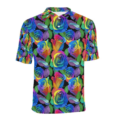 Rose Pattern Print Design RO02 Men Polo Shirt