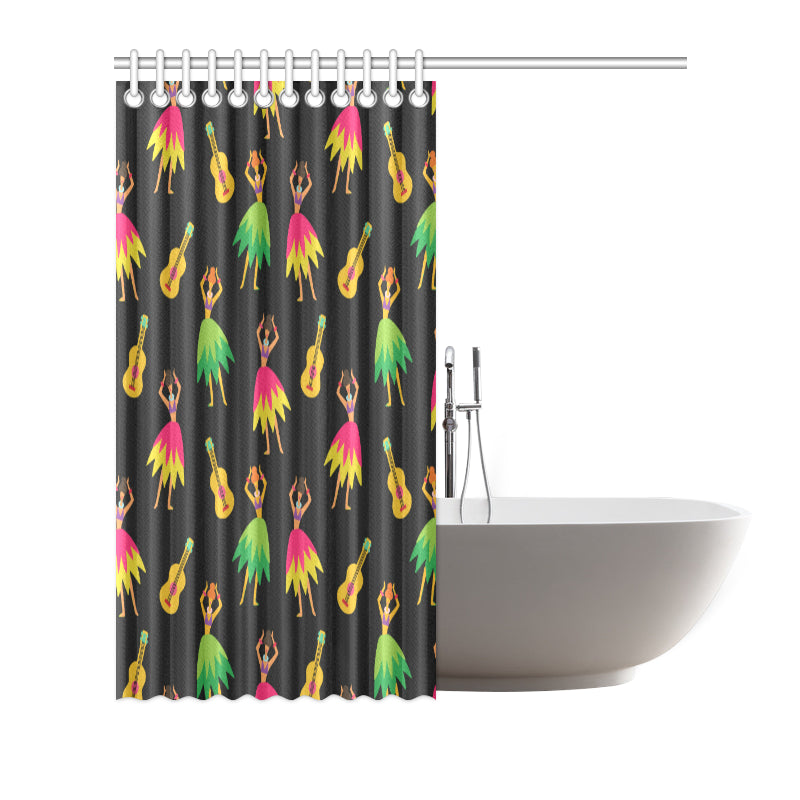 Hula Dancers Hawaiian Girl Pattern Print Design 03 Shower Curtain