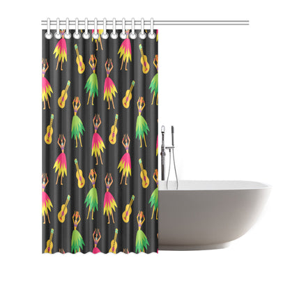 Hula Dancers Hawaiian Girl Pattern Print Design 03 Shower Curtain