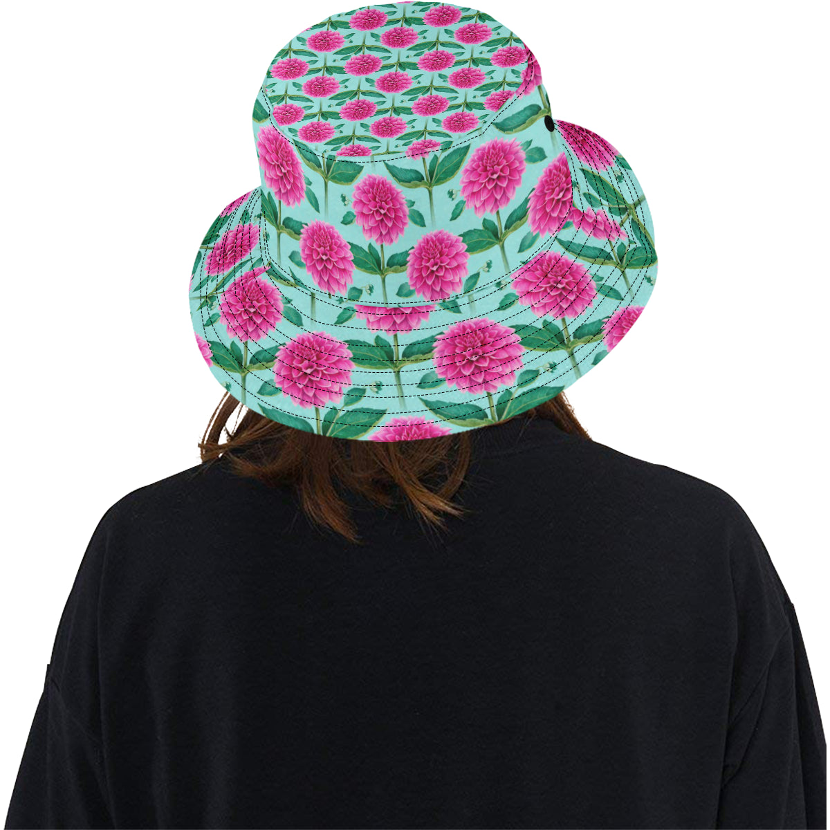 Dahlia Pattern Print Design DH08 Unisex Bucket Hat