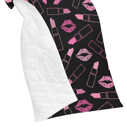 Lipstick Pink Pattern Print Design 01 Premium Quilt
