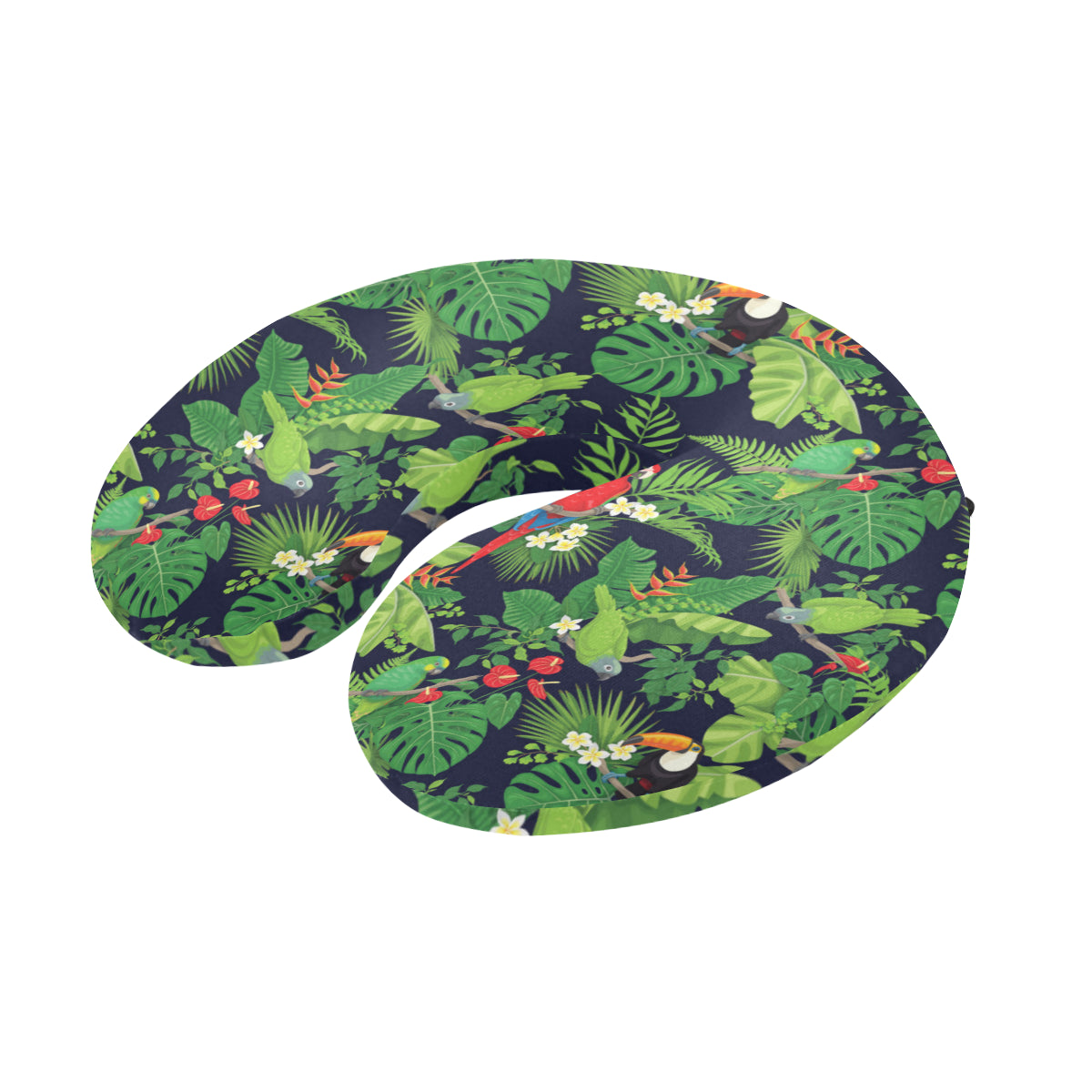 Rainforest Parrot Pattern Print Design A03 U-Shaped Travel Neck Pillow