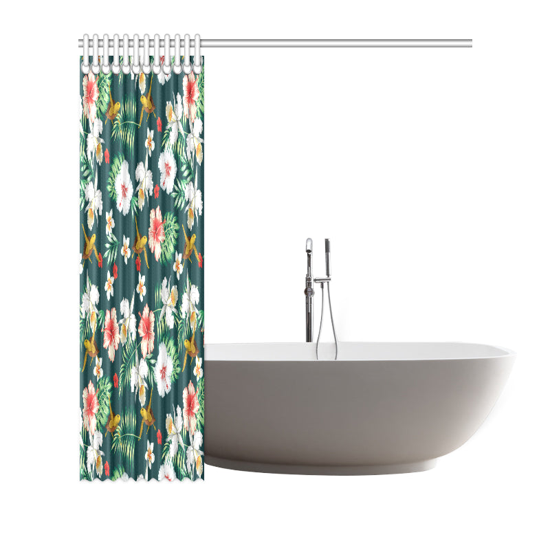 Hawaiian Flower Design with SeaTurtle Print Shower Curtain