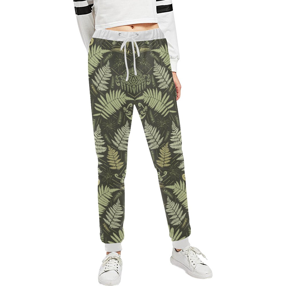 Fern Leave Green Print Pattern Unisex Sweatpants
