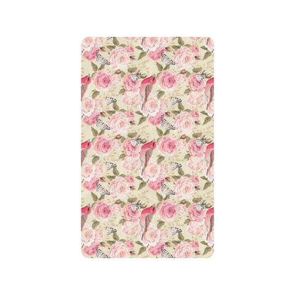 Bird Butterfly Pink Flower Print Pattern Rubber Doormat