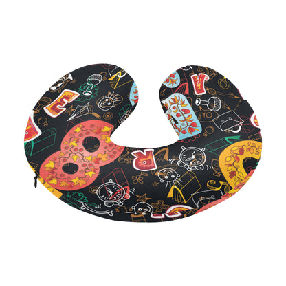 Number Pattern Print Design A03 U-Shaped Travel Neck Pillow