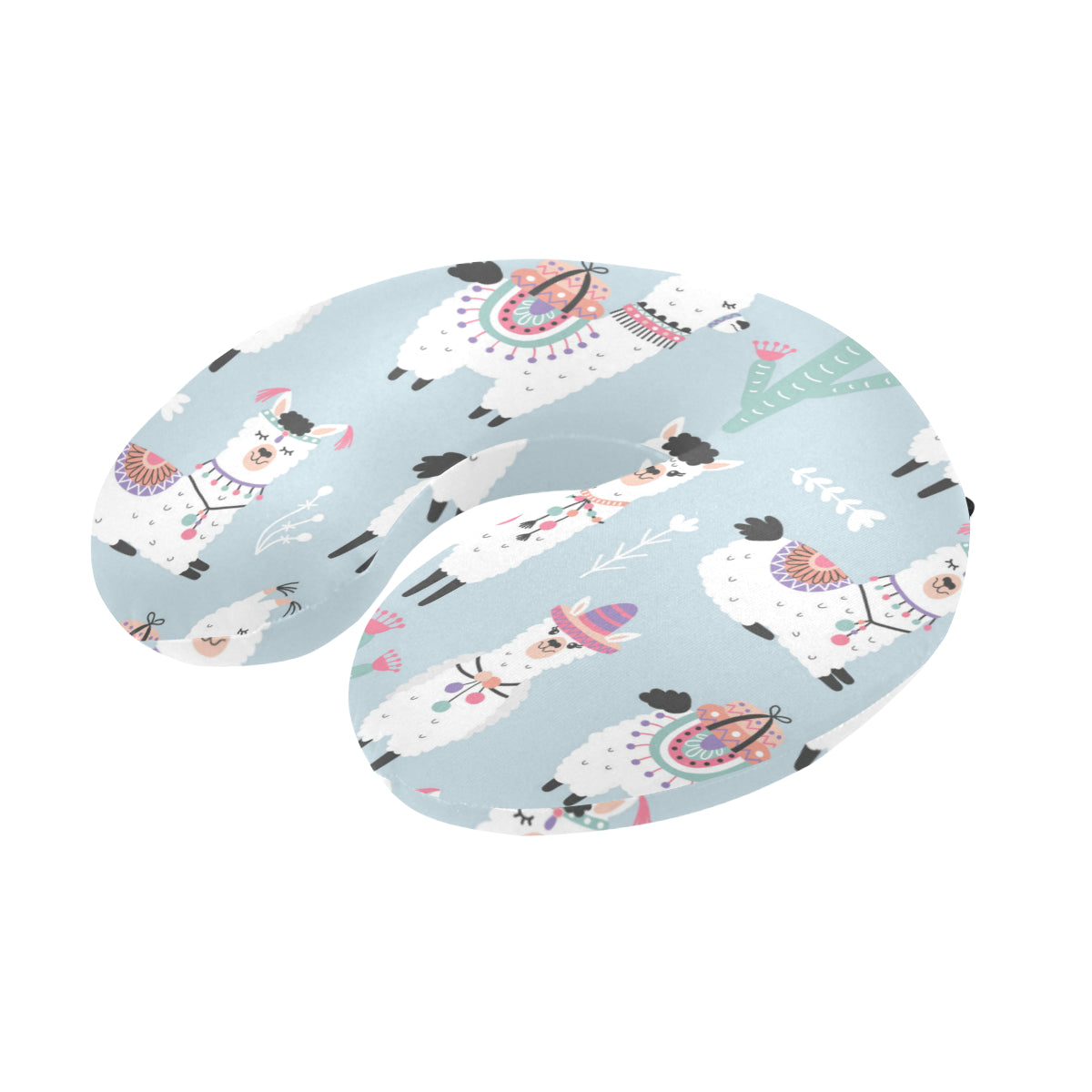 Llama Pattern Print Design 04 U-Shaped Travel Neck Pillow