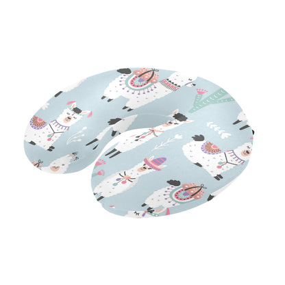 Llama Pattern Print Design 04 U-Shaped Travel Neck Pillow