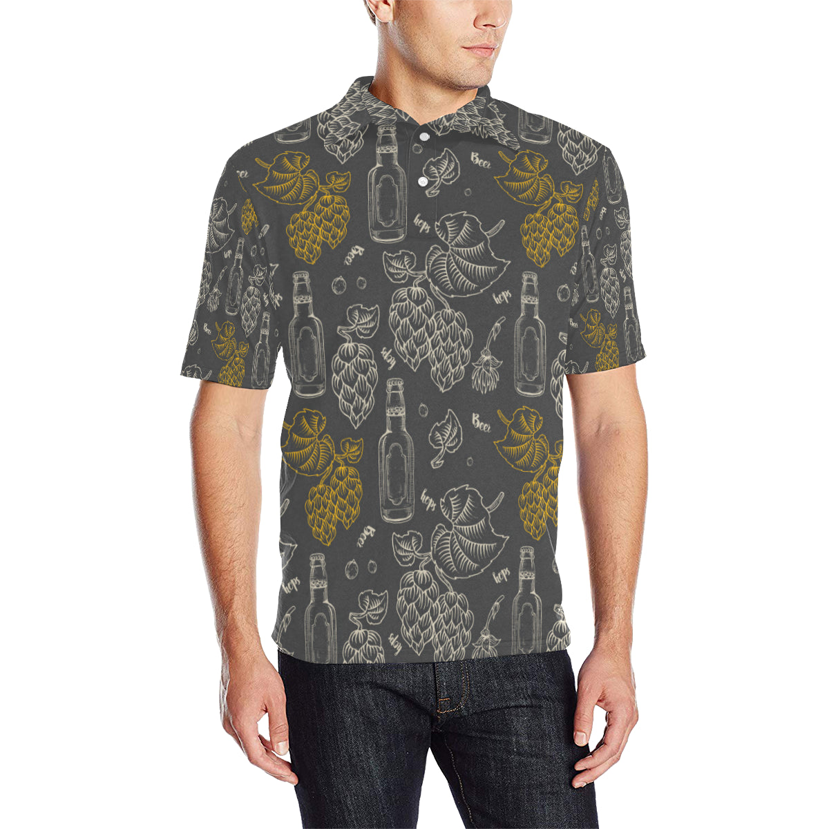Hope Pattern Print Design 01 Men Polo Shirt
