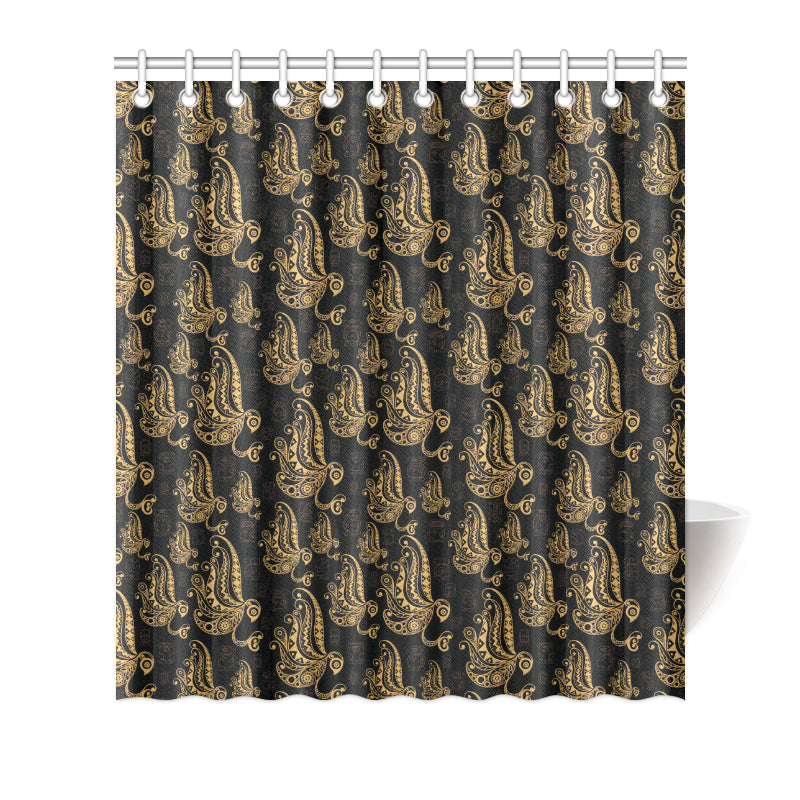 Owl Tribal Polynesian Design Print Shower Curtain