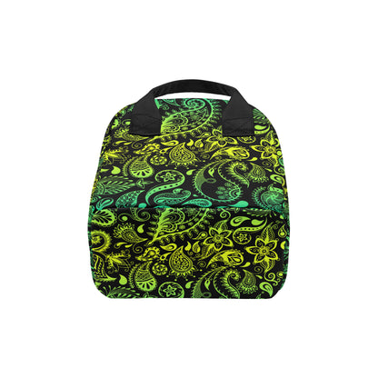 Paisley Green Design Print Insulated Lunch Bag