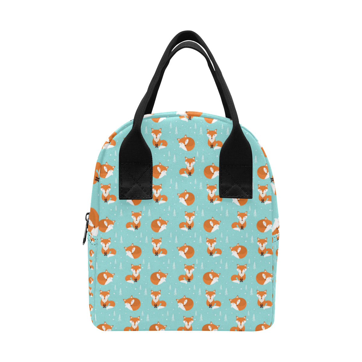 Fox Design Snow Print Pattern Insulated Lunch Bag