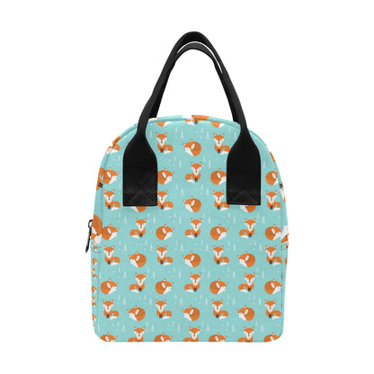 Fox Design Snow Print Pattern Insulated Lunch Bag