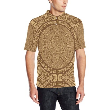 Mayan Pattern Print Design 01 Men Polo Shirt