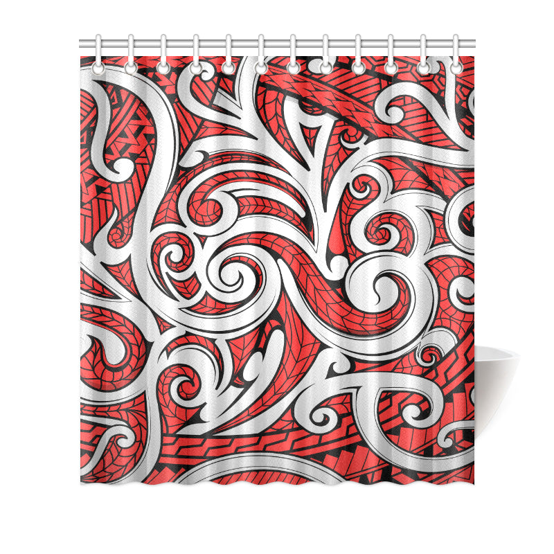 Maori Polynesian Themed Design Print Shower Curtain