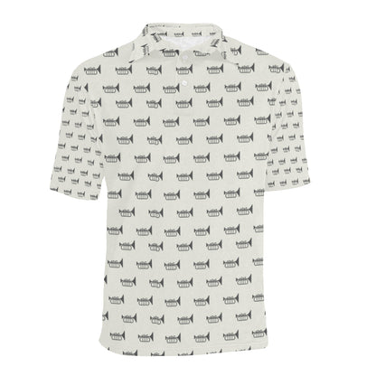 Trumpet Pattern Themed Print Men Polo Shirt