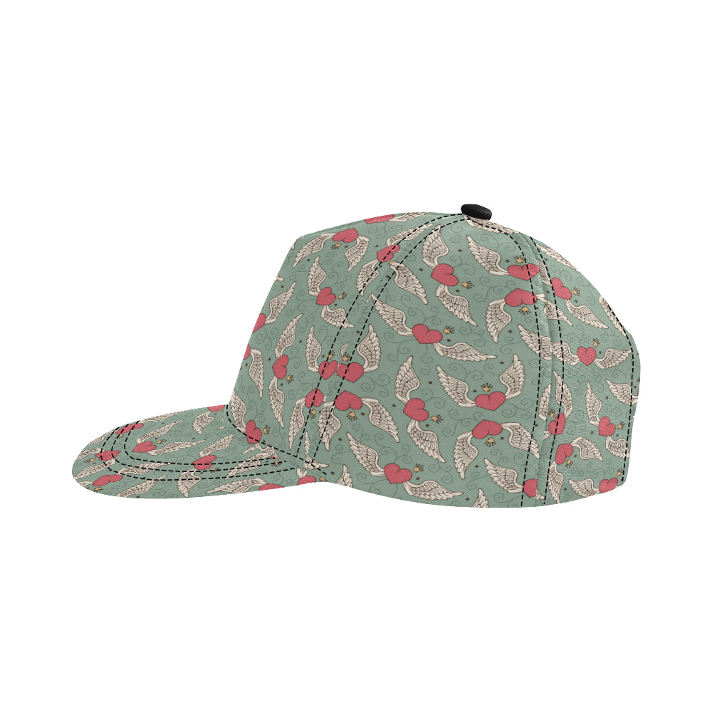 Angel Wings Heart Design Themed Print Snapback Cap