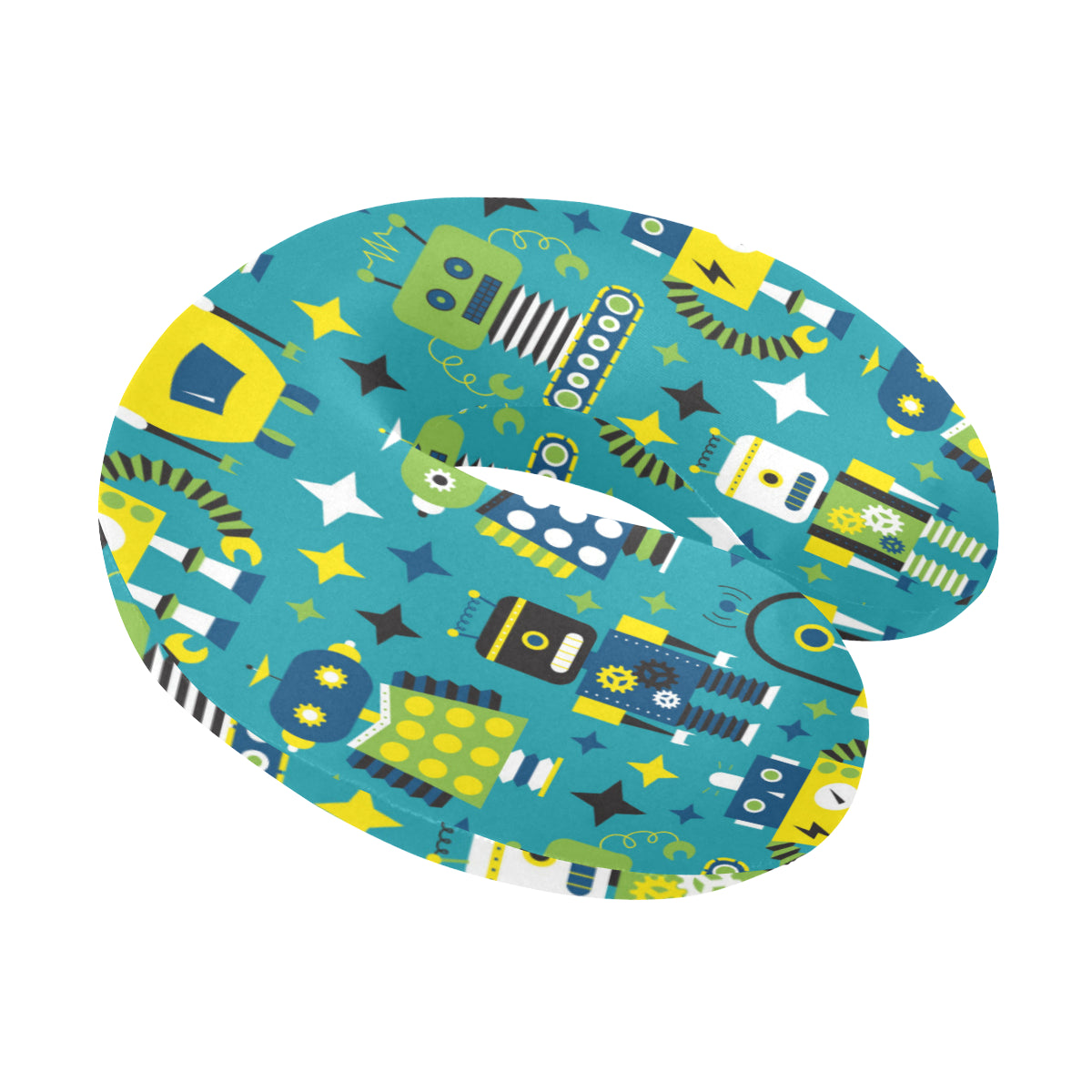 Robot Pattern Print Design A02 U-Shaped Travel Neck Pillow