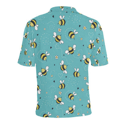 Bee Pattern Print Design BEE02 Men Polo Shirt