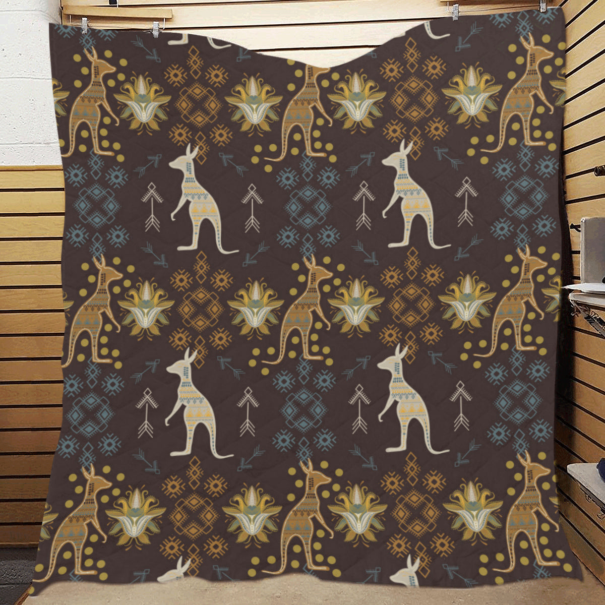 Kangaroos Pattern Print Design 03 Premium Quilt