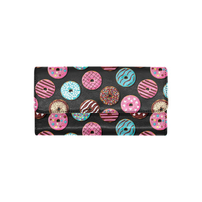 Donut Pattern Print Design DN02 Women's Trifold Wallet
