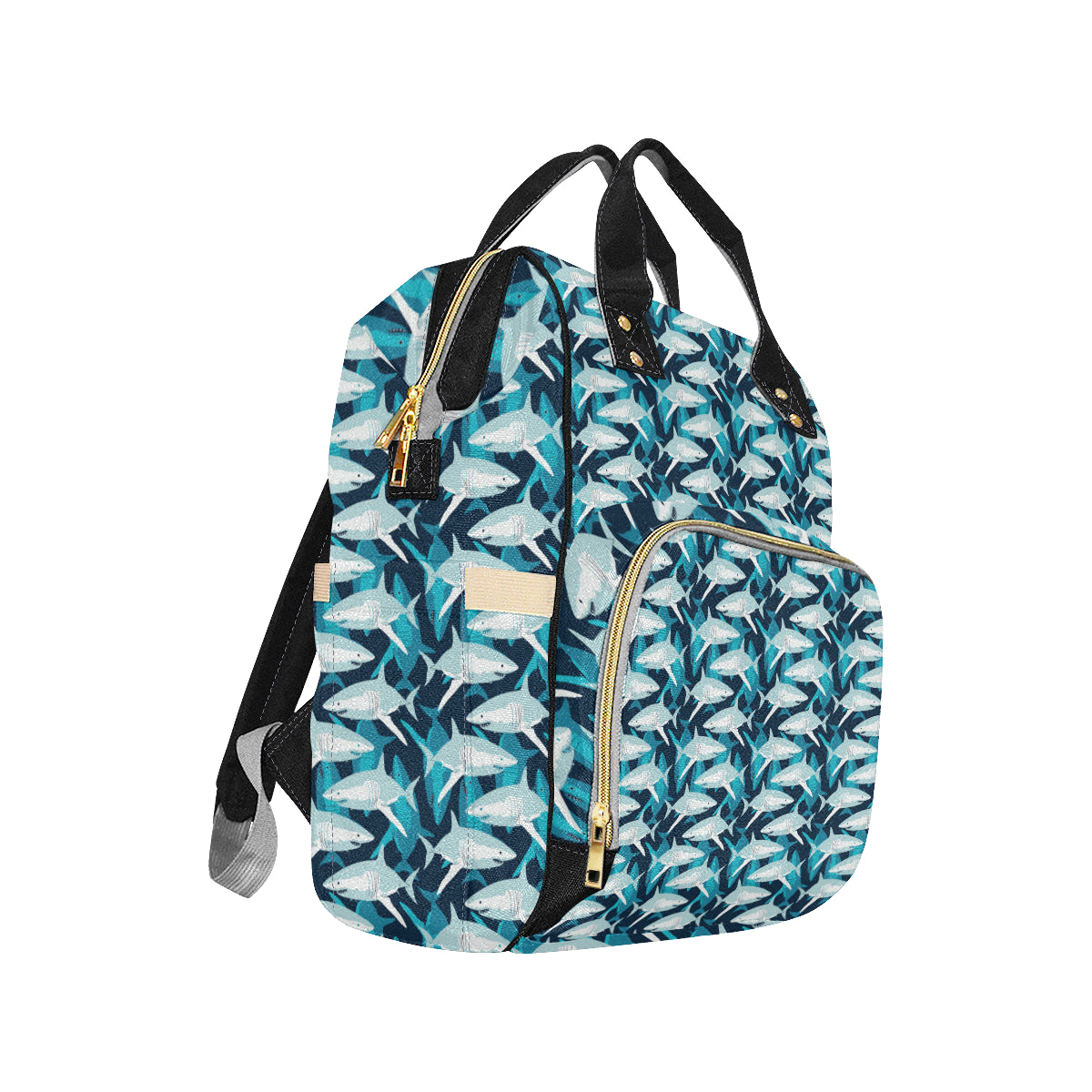 Shark Design Print Diaper Bag Backpack
