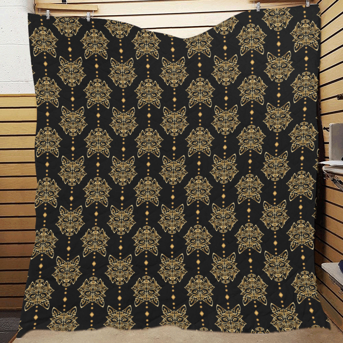 Aztec Wolf Pattern Print Design 04 Premium Quilt