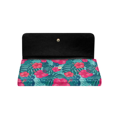 Red Hibiscus Pattern Print Design HB017 Women's Trifold Wallet