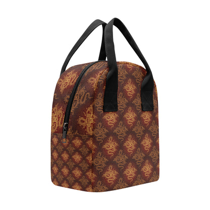 Chinese Dragons Gold Design Insulated Lunch Bag