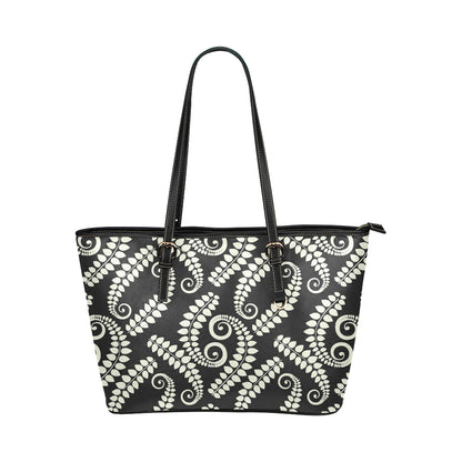 Fern Leave Print Pattern Leather Tote Bag
