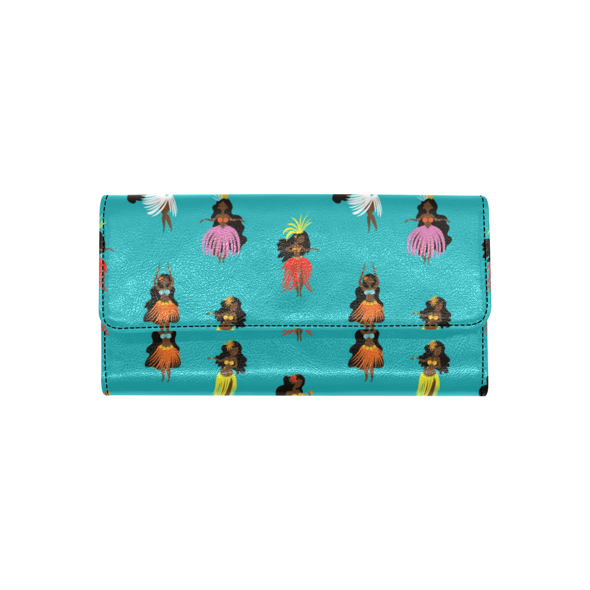 Hula Dancers Pattern Print Design 04 Women's Trifold Wallet
