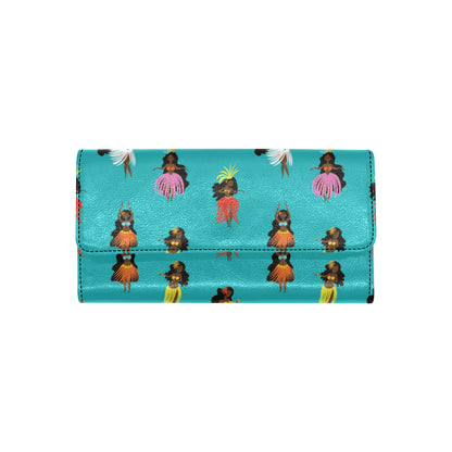 Hula Dancers Pattern Print Design 04 Women's Trifold Wallet