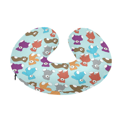 Bear Cute Pattern Print Design 03 U-Shaped Travel Neck Pillow
