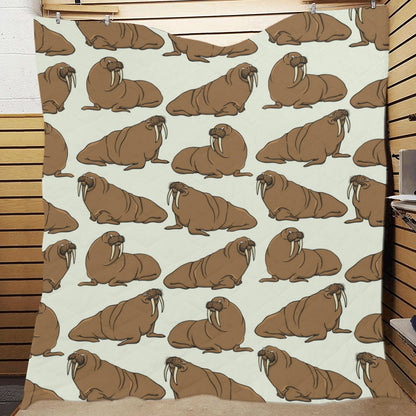 Walrus Pattern Print Design 03 Premium Quilt