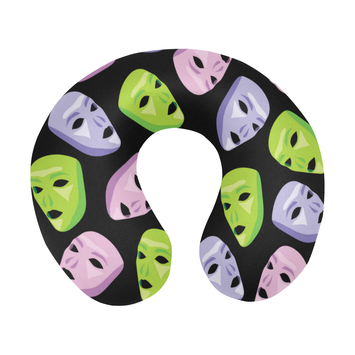 Acting Mask Pattern Print Design 04 U-Shaped Travel Neck Pillow