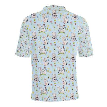 Cow Happy Pattern Print Design 05 Men Polo Shirt