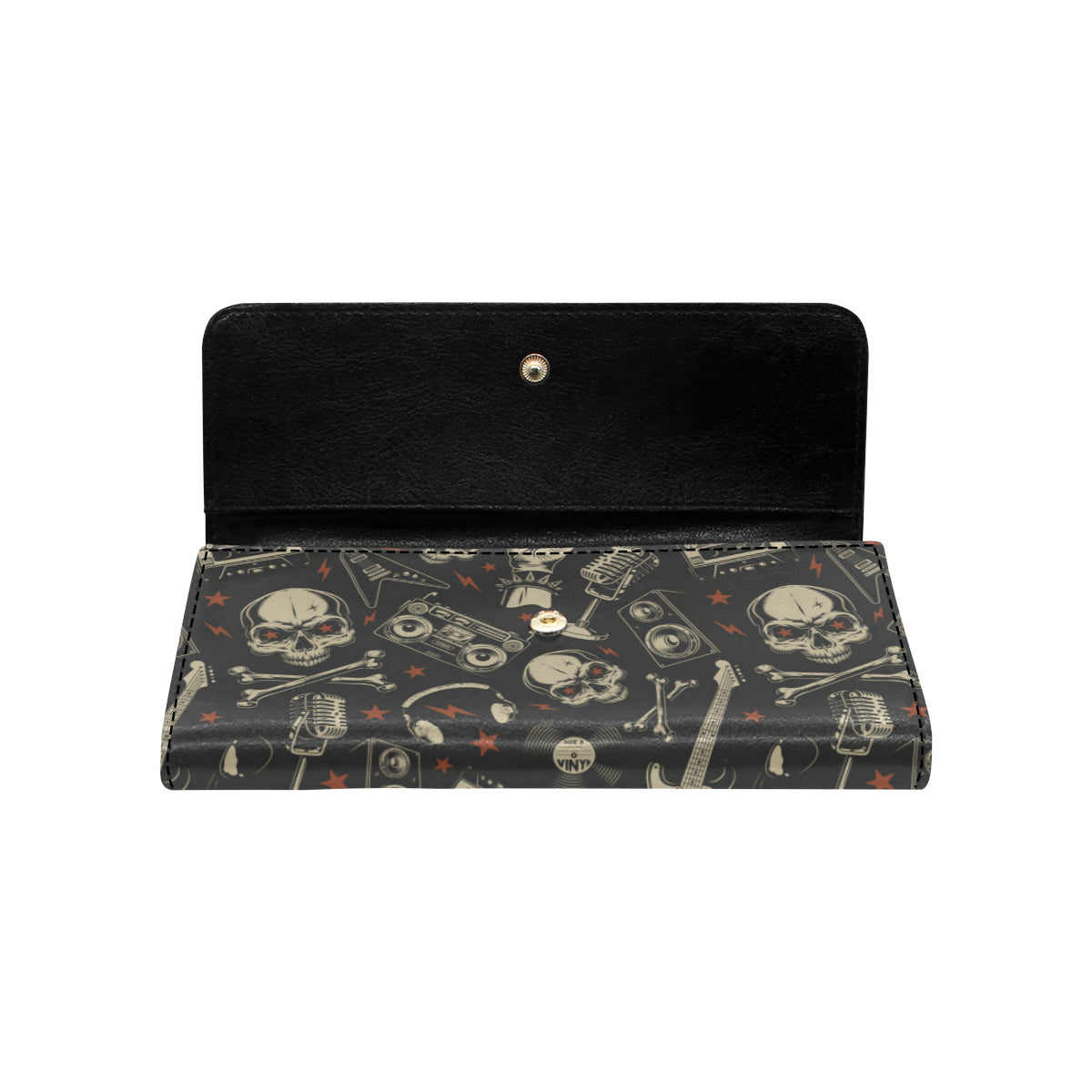 Rock and Roll Skull Pattern Print Design A03 Women's Trifold Wallet