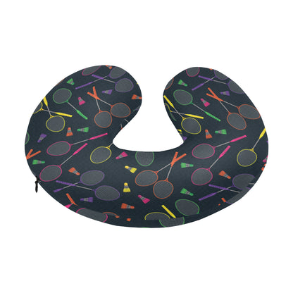 Badminton Pattern Print Design 04 U-Shaped Travel Neck Pillow