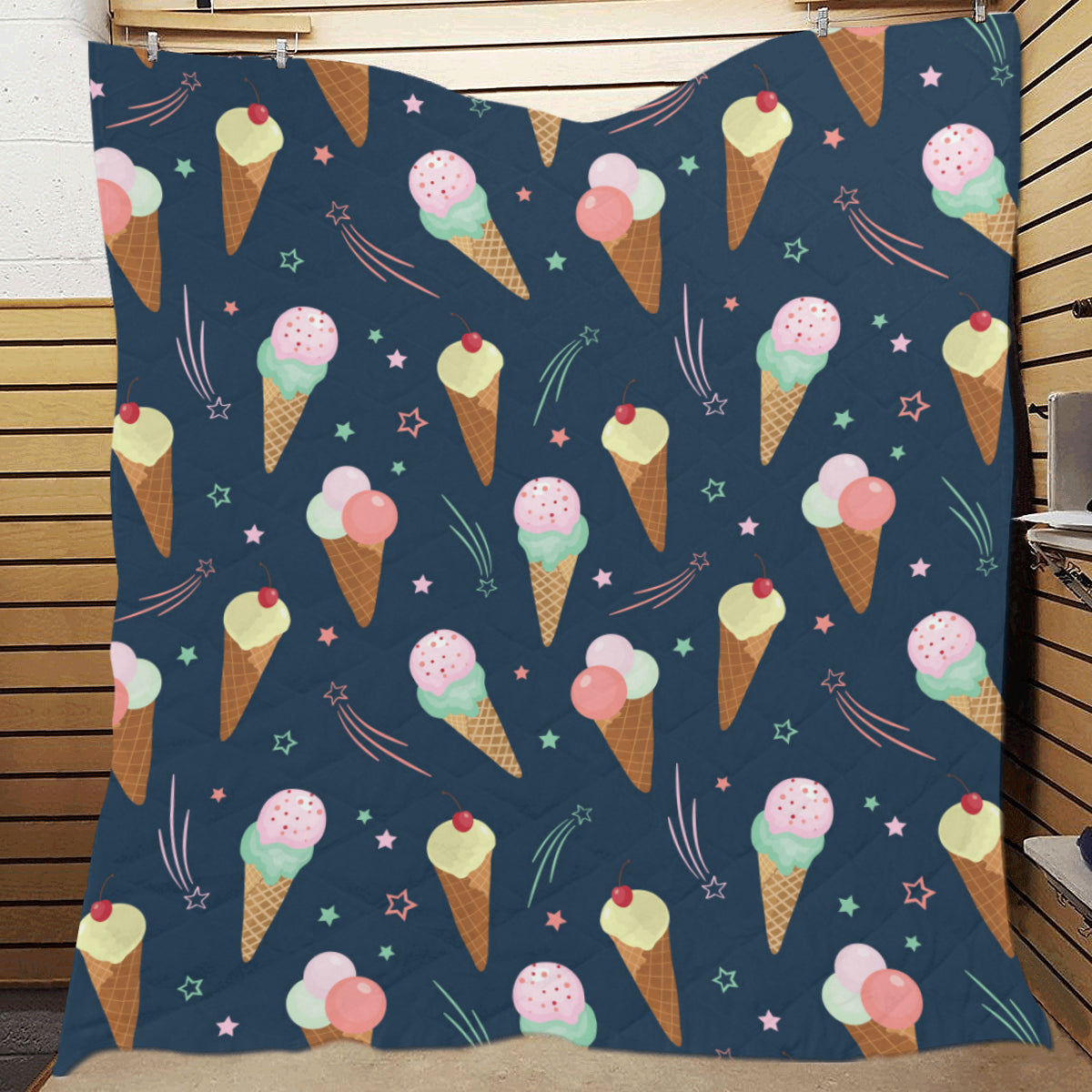 Ice Cream Pattern Print Design 04 Premium Quilt