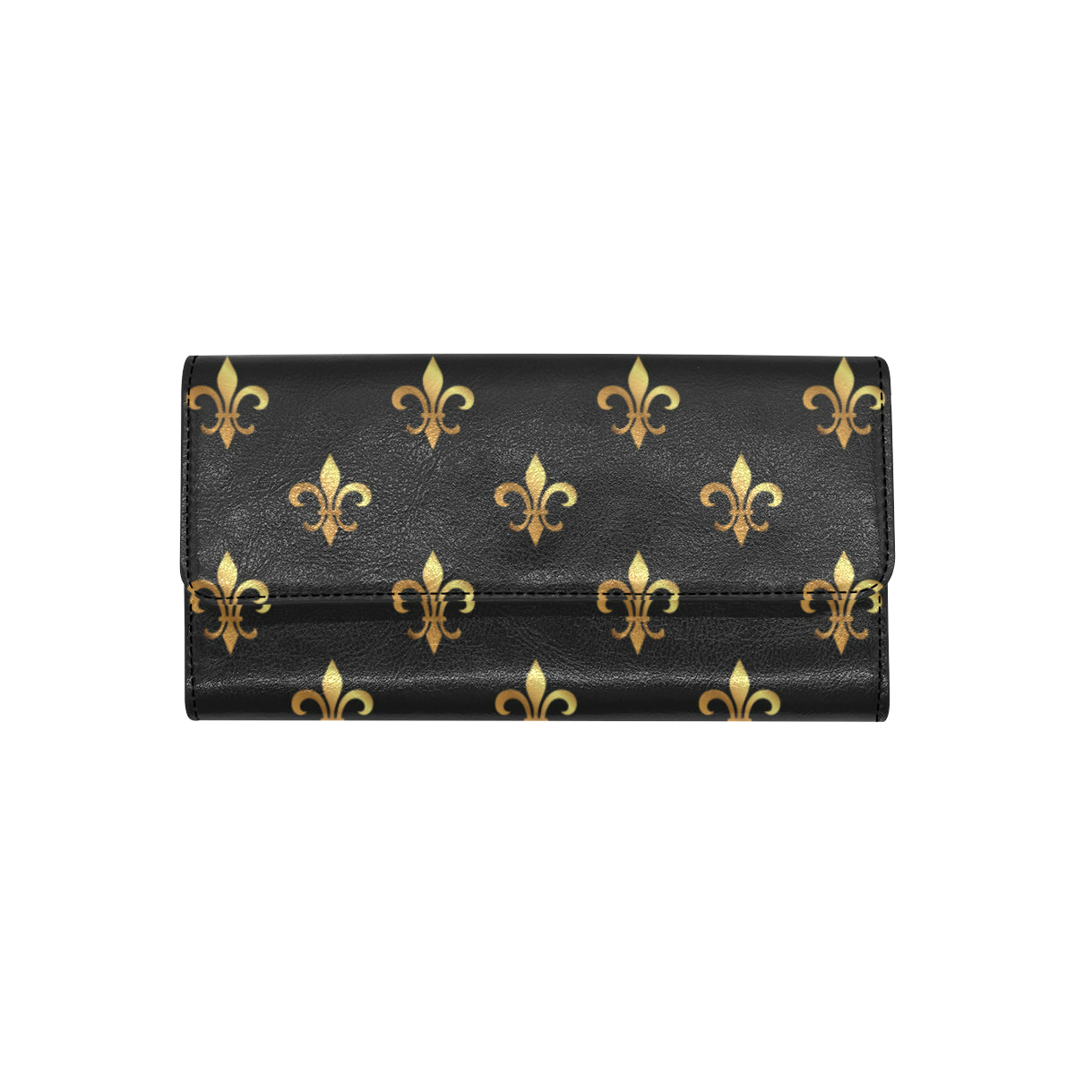 Fleur De Lis Gold Pattern Print Design 03 Women's Trifold Wallet