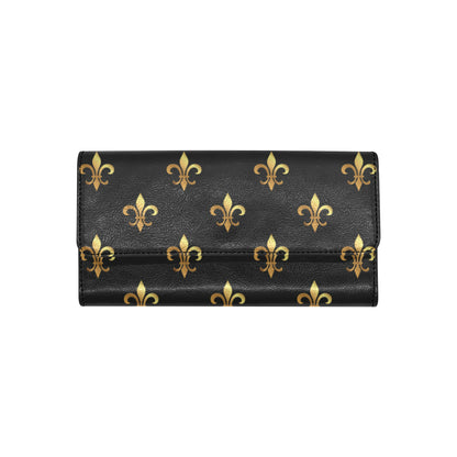 Fleur De Lis Gold Pattern Print Design 03 Women's Trifold Wallet