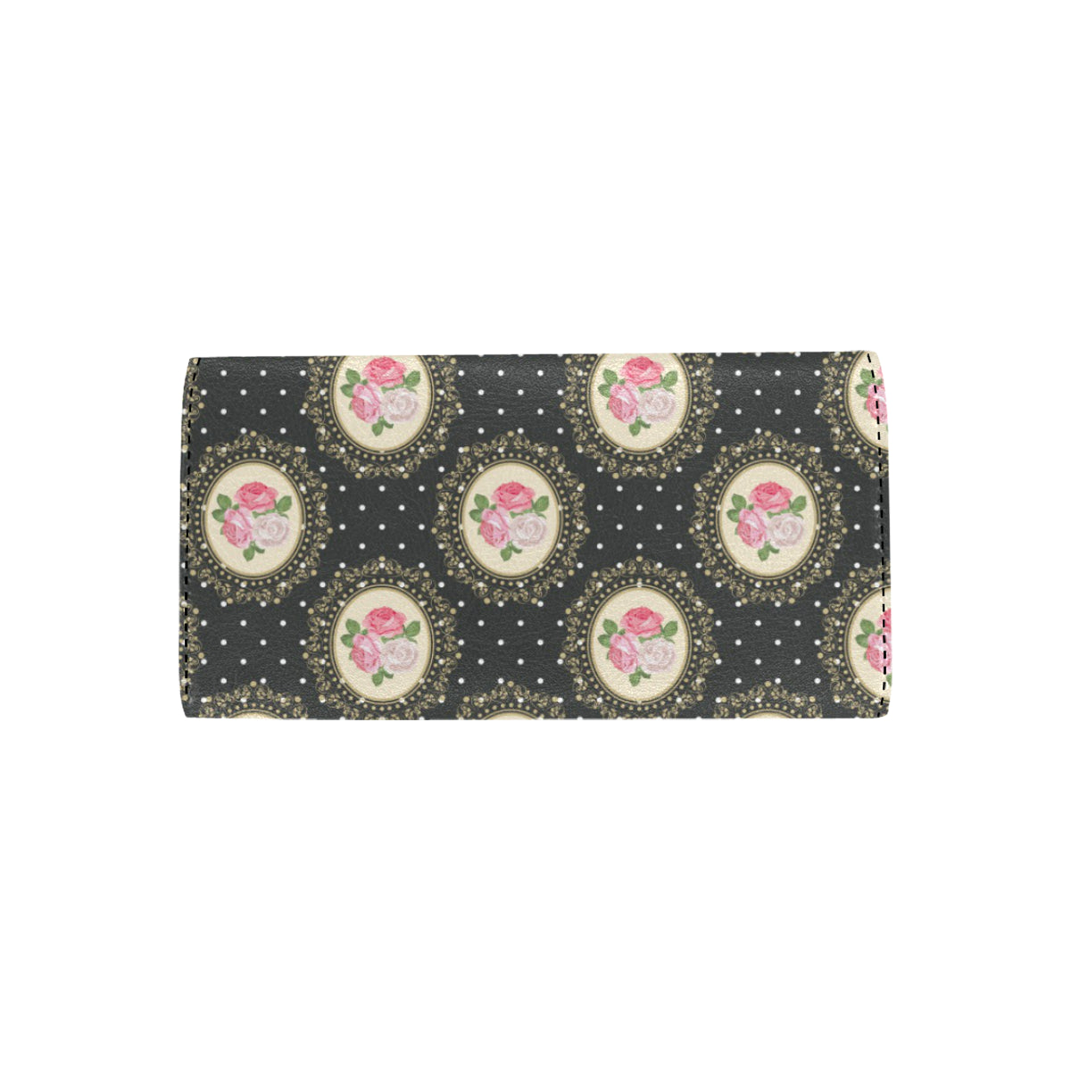 Rose Pattern Print Design RO015 Women's Trifold Wallet